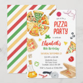 Invitation d'anniversaire fête de pizza (Devant / Derrière)