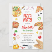 Invitation d'anniversaire fête de pizza (Devant)
