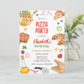 Invitation d'anniversaire fête de pizza (Debout devant)