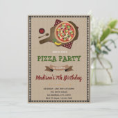 Invitation d'anniversaire fête de pizza (Debout devant)