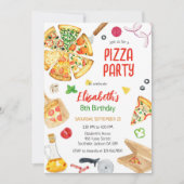 Invitation d'anniversaire fête de pizza (Devant)