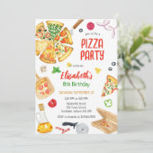 Invitation d'anniversaire fête de pizza (Debout devant)