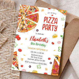 Invitation d'anniversaire fête de pizza