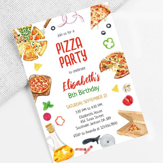 Invitation d'anniversaire fête de pizza