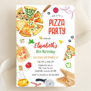 Invitation d'anniversaire fête de pizza