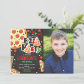 Invitation d'anniversaire Fête de Pizza Enfants Fê (Debout devant)