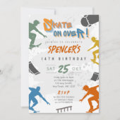 Invitation d'anniversaire fête de planche à roulet (Devant)