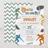Invitation d'anniversaire fête de planche à roulet (Devant / Derrière)