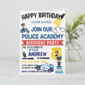 Invitation d'anniversaire fête de policier personn (Debout devant)