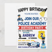 Invitation d'anniversaire fête de policier personn (Devant / Derrière)