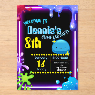 Invitation d'anniversaire Fête de slime qui coule 