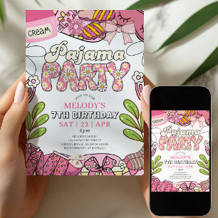 Invitation d'anniversaire Fête en pyjama aux margu