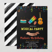 Invitation d'anniversaire fête musicale (Devant / Derrière)