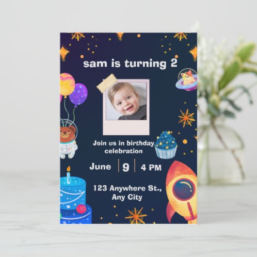 ✨ Invitation d'anniversaire | Fête personnalisée (Debout devant)