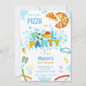 Invitation d'anniversaire fête piscine pizza (Devant)