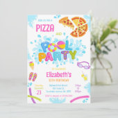 Invitation d'anniversaire fête piscine pizza (Debout devant)