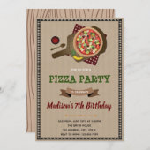 Invitation d'anniversaire fête pizza (Devant / Derrière)