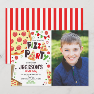 Invitation d'anniversaire fête pizza enfants fête