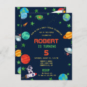 INVITATION D'ANNIVERSAIRE FÊTE SPATIALE (Devant / Derrière)