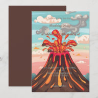 Invitation d'anniversaire fête volcanique amusante