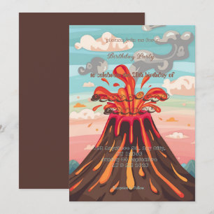 Invitation d'anniversaire fête volcanique amusante