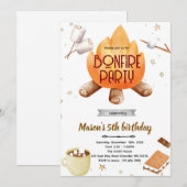 Invitation d'anniversaire feu de joie Smores migno (Devant / Derrière)