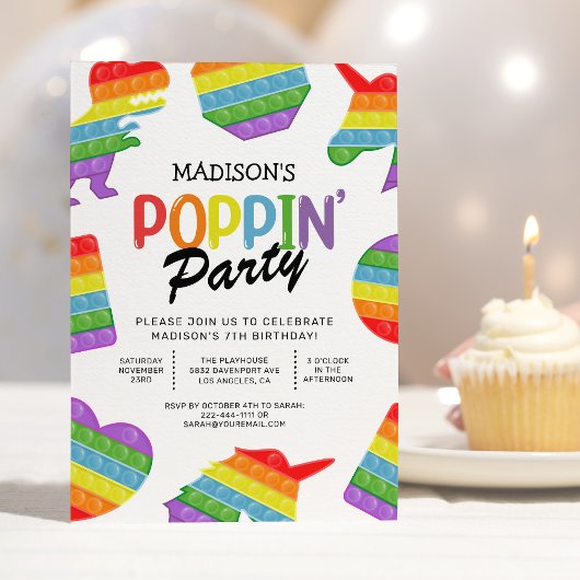 Invitation d'anniversaire Fidget Poppin Enfants