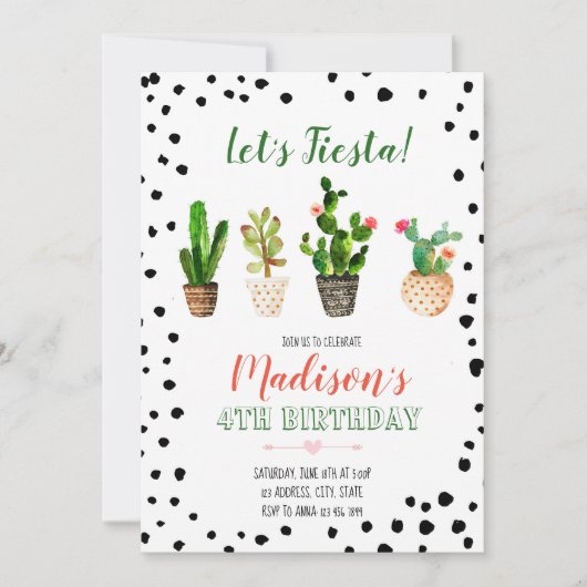 Invitation d'anniversaire Fiesta (Devant)
