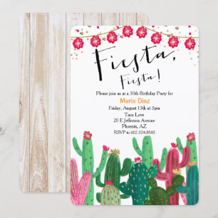 Invitation d'anniversaire Fiesta Cactus