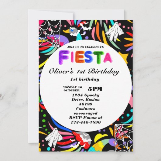 Invitation d'anniversaire Fiesta Chalkboard mexica (Devant)