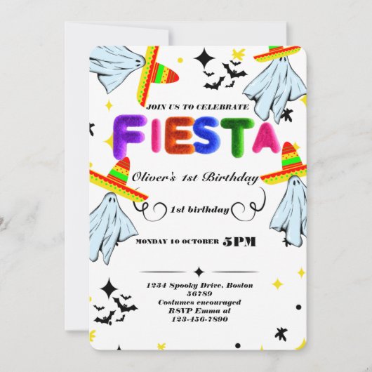 Invitation d'anniversaire Fiesta Chalkboard mexica (Devant)