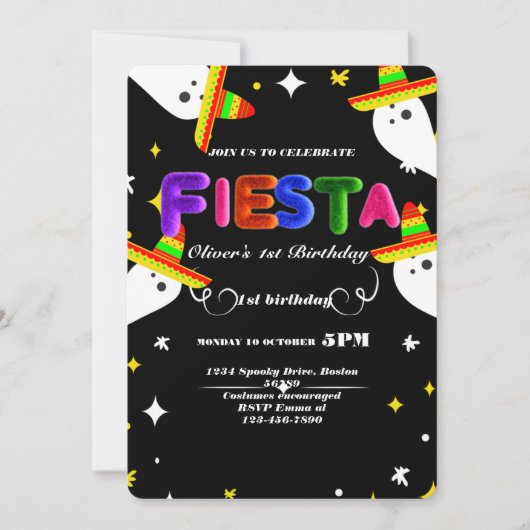 Invitation d'anniversaire Fiesta Chalkboard mexica (Devant)