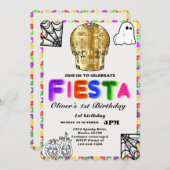 Invitation d'anniversaire Fiesta Chalkboard mexica (Devant / Derrière)