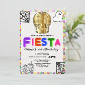 Invitation d'anniversaire Fiesta Chalkboard mexica (Debout devant)