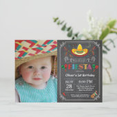 Invitation d'anniversaire Fiesta Chalkboard mexica (Debout devant)