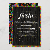 Invitation d'anniversaire Fiesta Chalkboard mexica (Devant / Derrière)