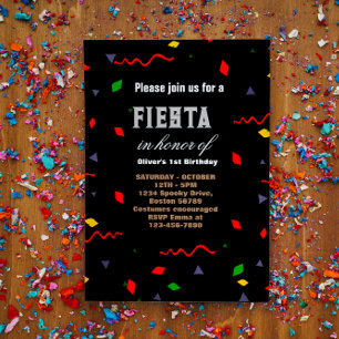 Invitation d'anniversaire Fiesta Chalkboard mexica