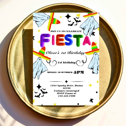 Invitation d'anniversaire Fiesta Chalkboard mexica