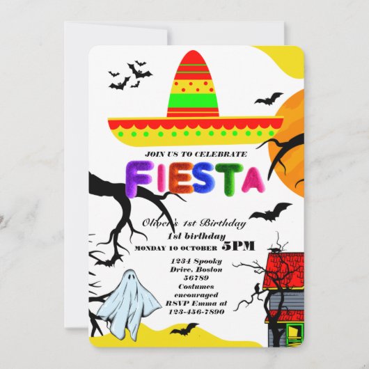 Invitation d'anniversaire Fiesta Chalkboard mexica (Devant)