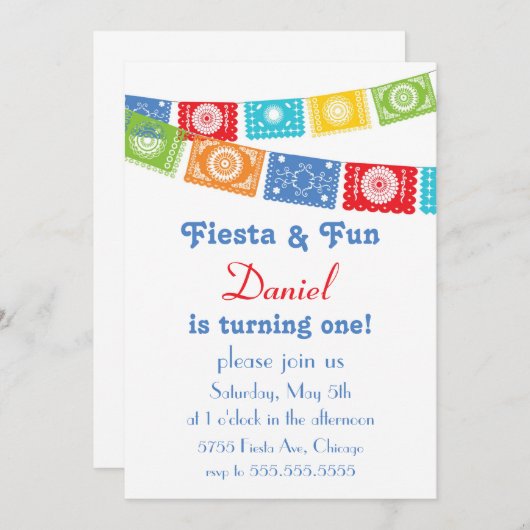 Invitation d'anniversaire Fiesta et Fun (Devant / Derrière)