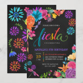 Invitation d'anniversaire Fiesta Floral Mexicaine (Devant / Derrière)