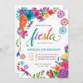 Invitation d'anniversaire Fiesta Floral Mexicaine (Devant / Derrière)