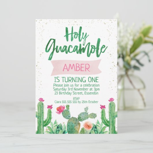 Invitation d'anniversaire Fiesta Holy Guacamole (Debout devant)
