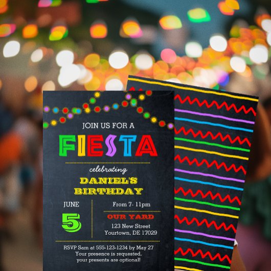 Invitation d'anniversaire Fiesta Lights