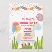 Invitation d'anniversaire Fiesta Three Esta (Devant / Derrière)