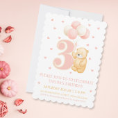 Invitation d'anniversaire fille 3 ans Boloon Ours 