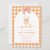 Invitation d'anniversaire fille à ruban gingham pê (Devant)