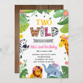 Invitation d'anniversaire fille animaux sauvages j (Devant / Derrière)