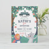 Invitation d'anniversaire Fille au loup (Debout devant)