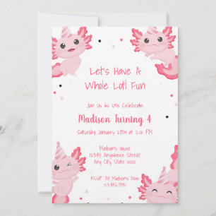 Invitation d'anniversaire Fille Axolotl Rose